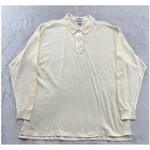 VTG La Mode Polo Shirt Men XL Cream Long Sleeve Combed Cotton made USA Active